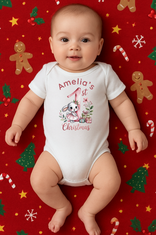 Christmas Onesies, My first Christmas with Name, Bunny