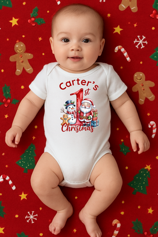 Christmas Onesies My first Christmas with name, Santa