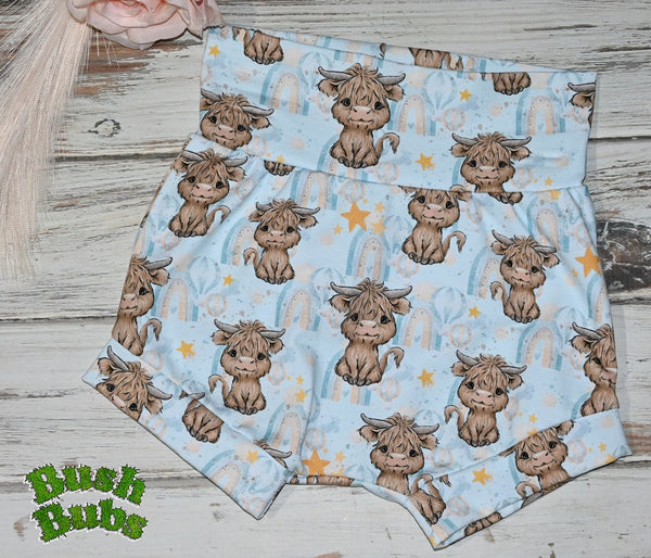 Bummies: Handmade Baby Pants Blue highland cows