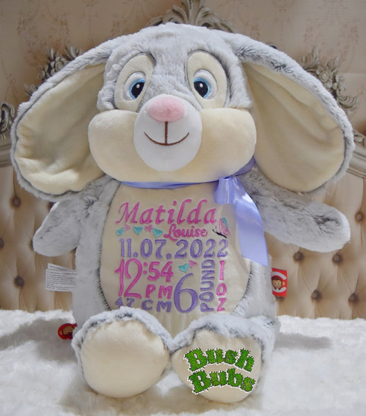 Personalised Plush Grey Bunny