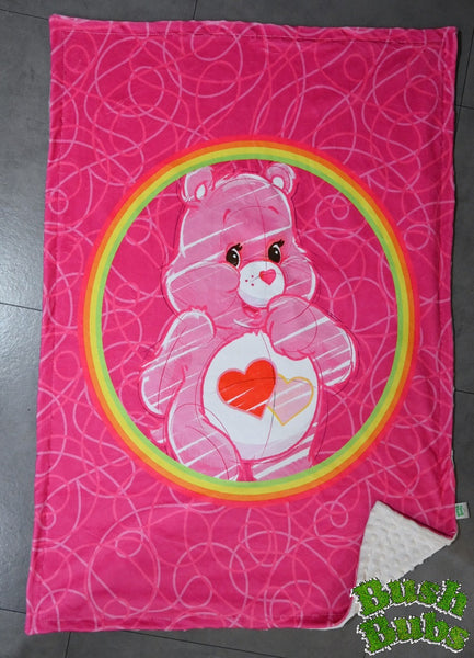 Handmade Minky Blanket Pink Bear