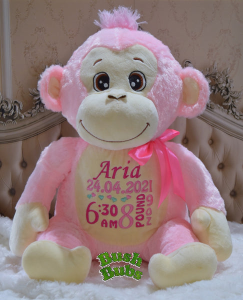 Personalised Plush Pink Monkey
