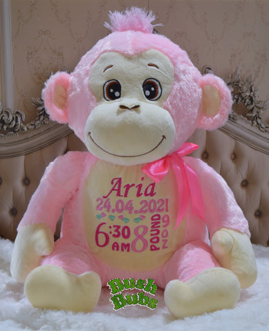 Personalised Plush Pink Monkey