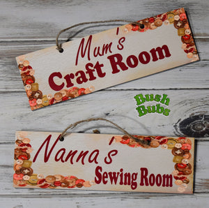 Personalised wooden sign (sewing room Craft room)